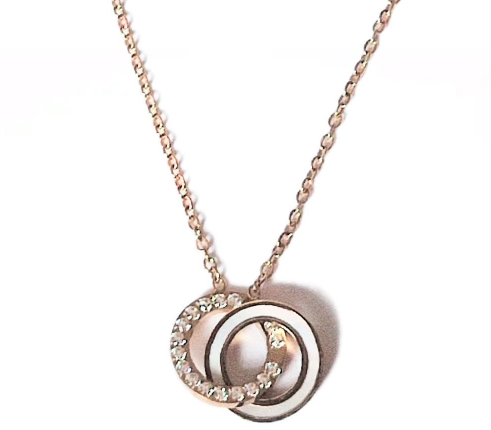 Collier cercles entrelacés en acier inoxydable