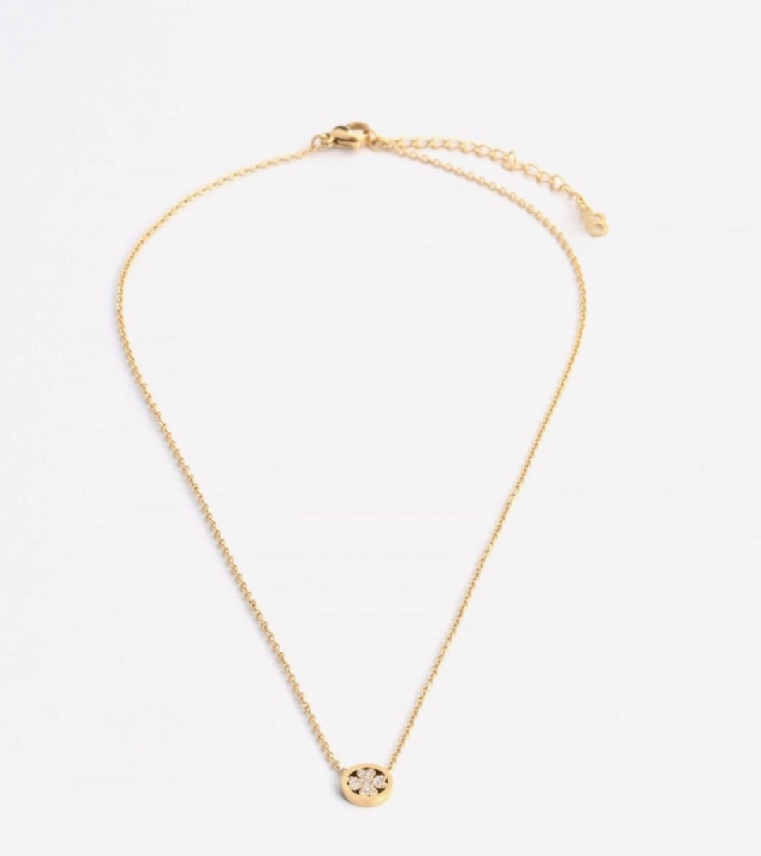 Collier fin trèfle brillant acier inoxydable