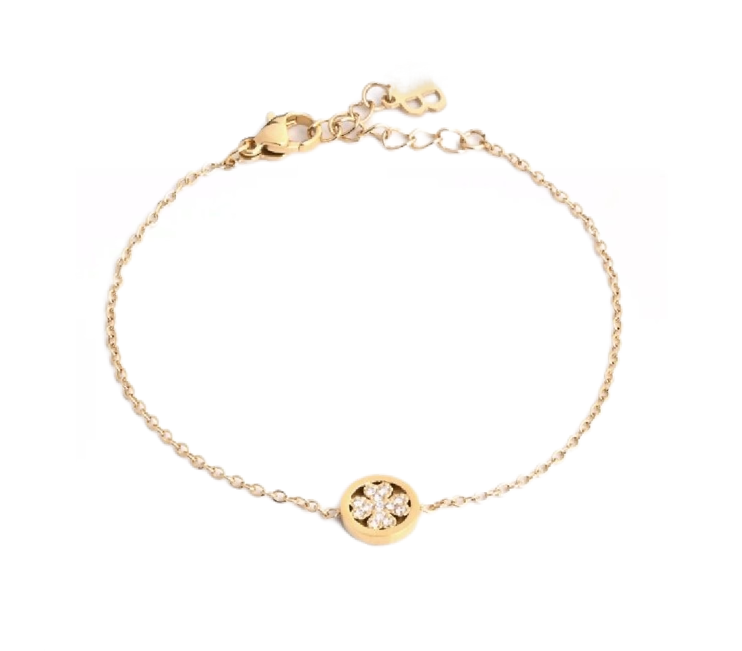 Bracelet fin acier inoxydable trèfle brillant