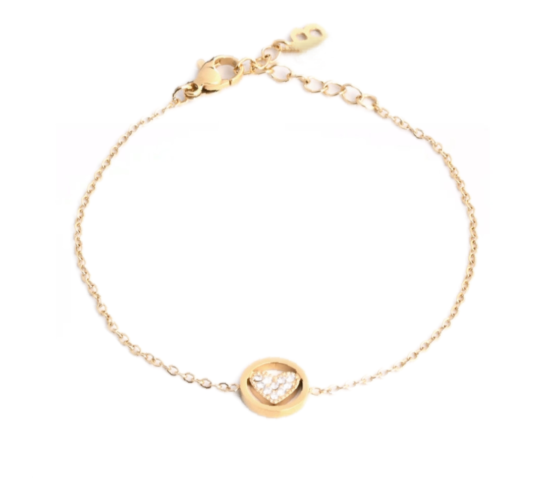 Bracelet fin coeur en acier inoxydable