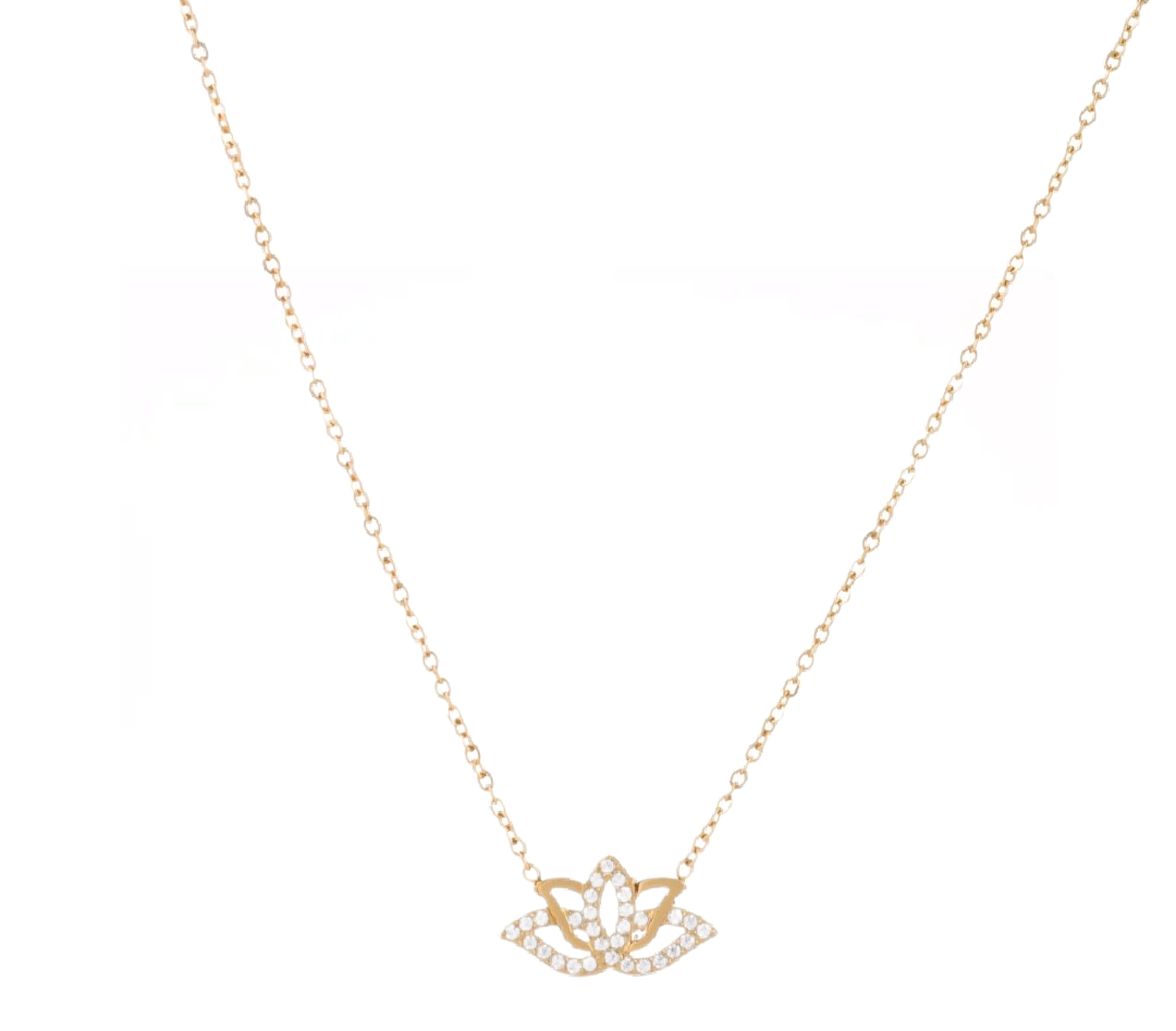 Collier fleur de lotus acier inoxydable