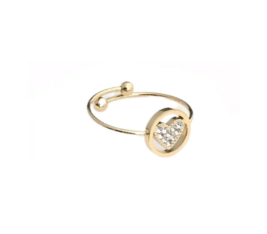 Bague fine forme de coeur brillant Acier inoxydable