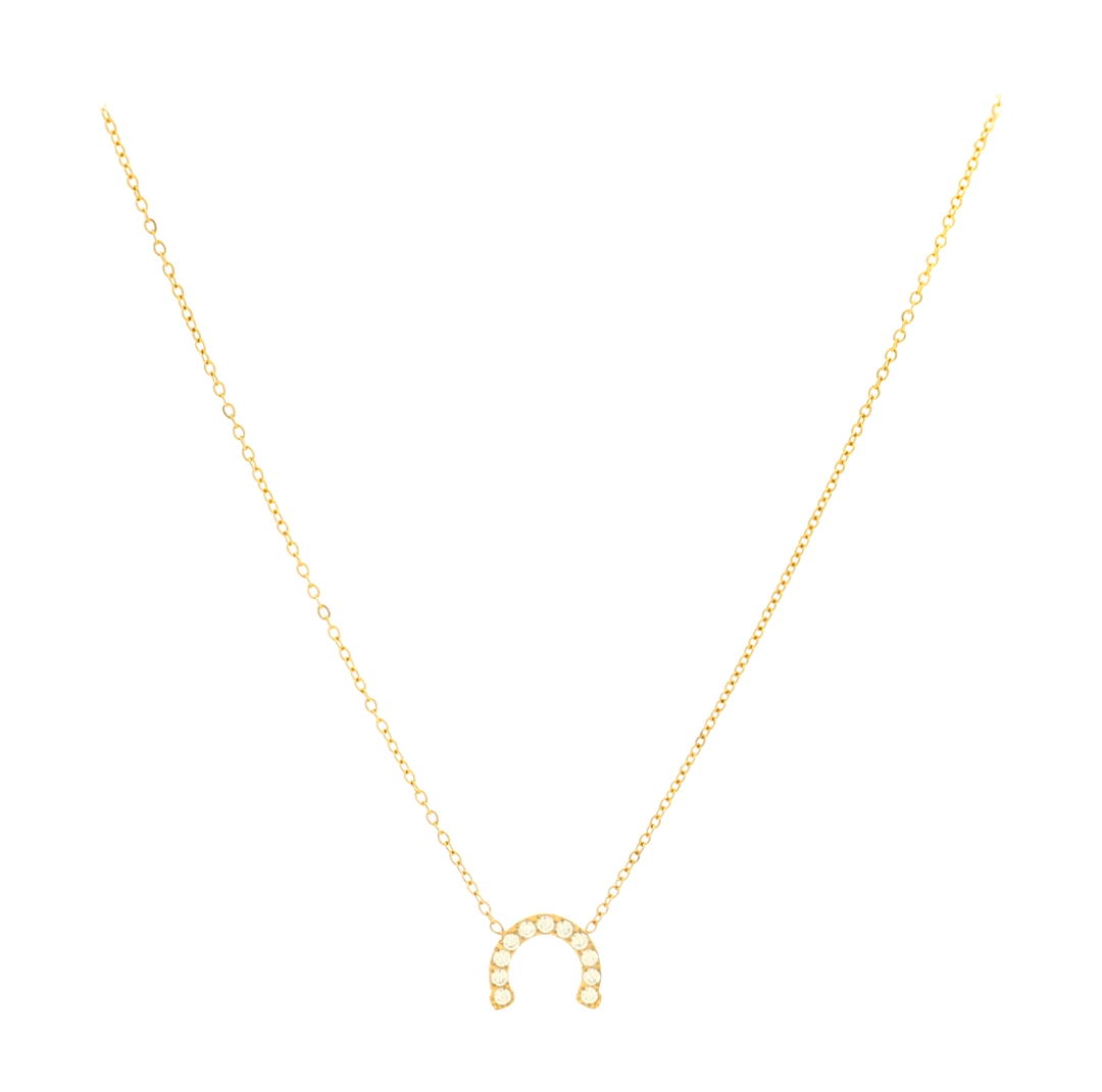 Collier fer à cheval orné de zirconium en acier inoxydable