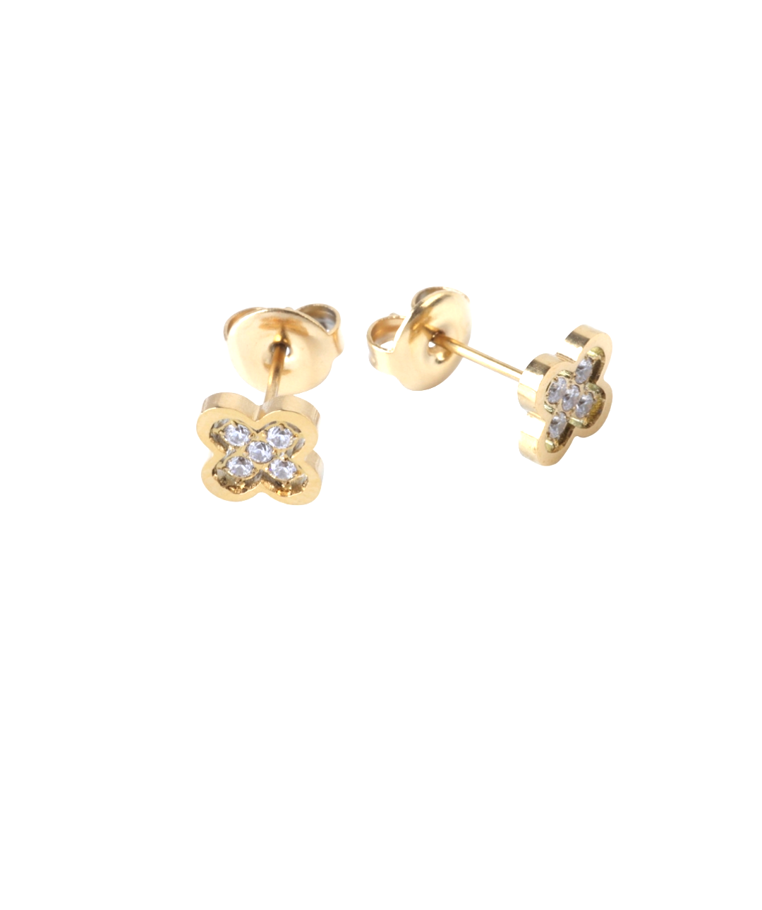 Boucles d'oreilles acier doré trèfle porte bonheur