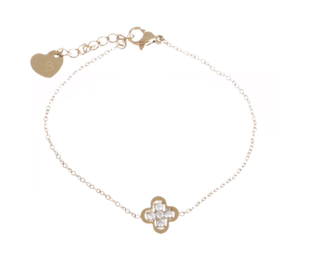 Bracelet acier trèfle porte bonheur
