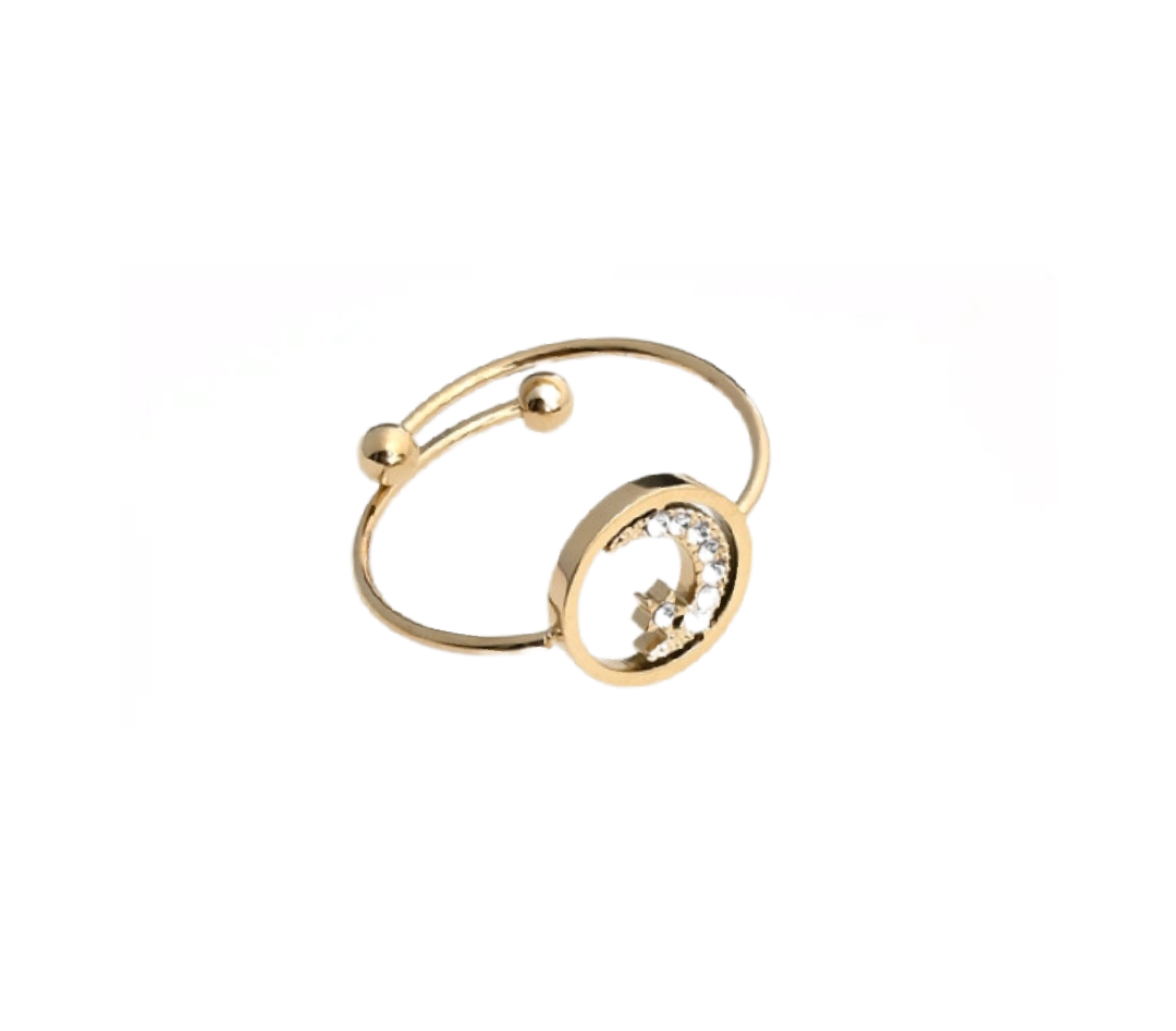 Bague lune et étoile