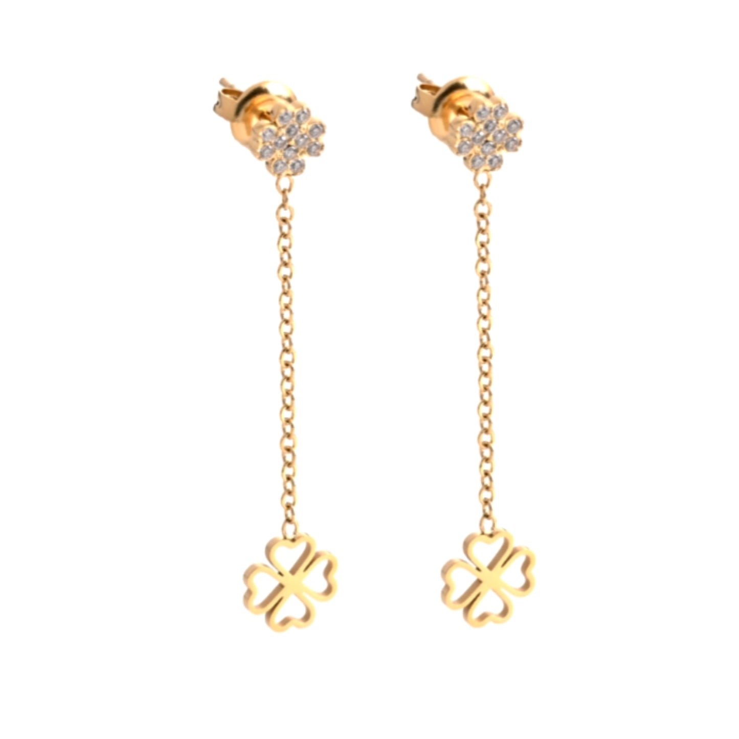 Boucles d'oreilles pendentes trèfle
