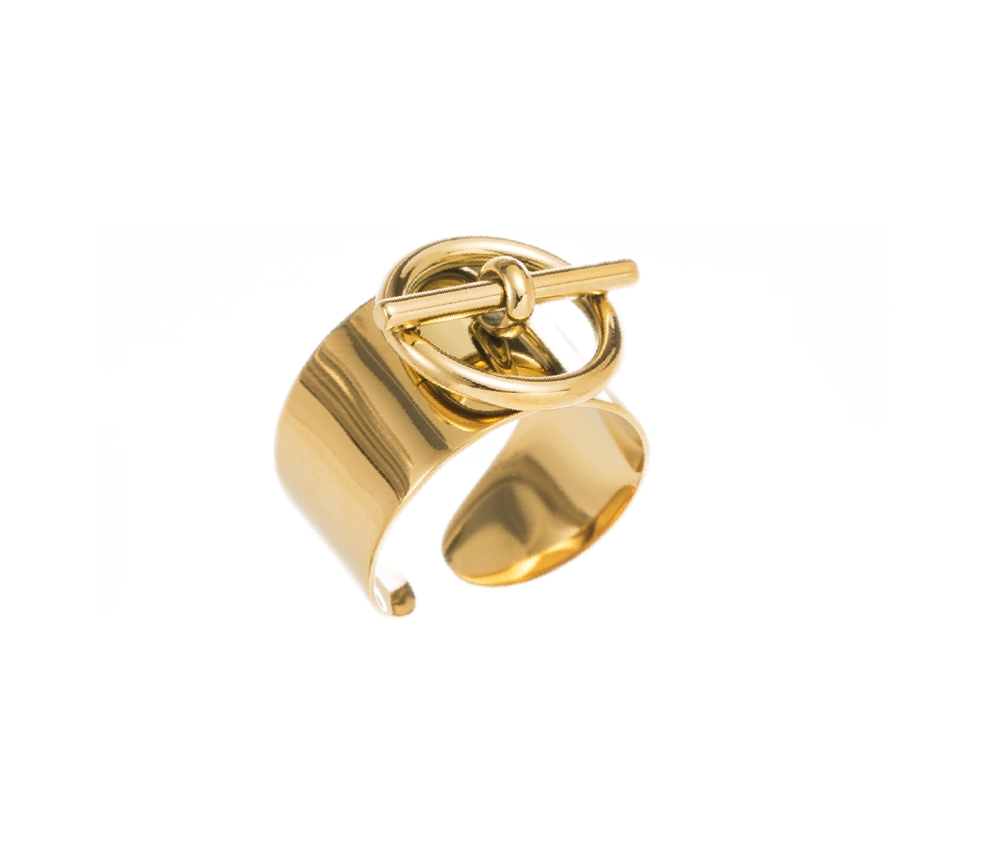 Bague avec discount rond et barre