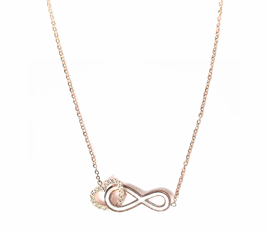 Collier acier coeur infini 