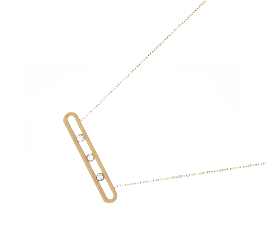 Collier pendentif rectangulaire acier inoxydable 