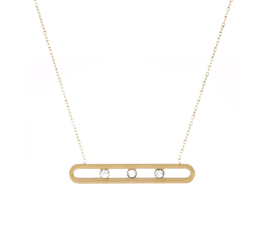 Collier acier motif rectangle 