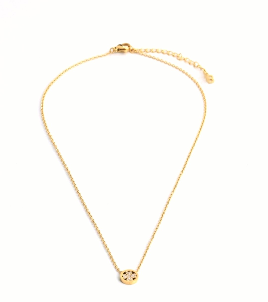 Collier trèfle brillant acier inoxydable 