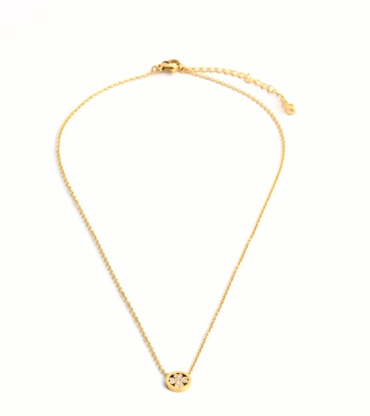 Collier trèfle brillant acier inoxydable 