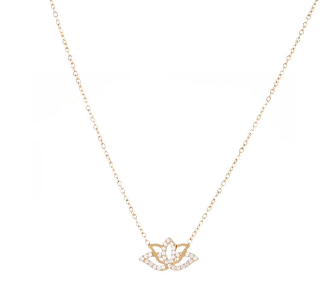 Collier fleur de lotus acier inoxydable 