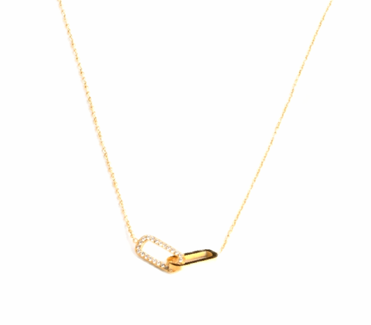 Collier acier inoxydable rectangles entrelacés 