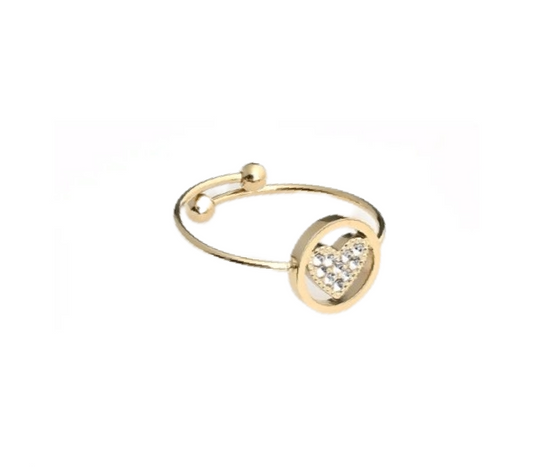 Bague fine forme de coeur brillant Acier inoxydable 