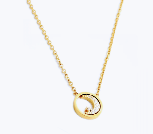Collier lune et étoile en acier inoxydable 