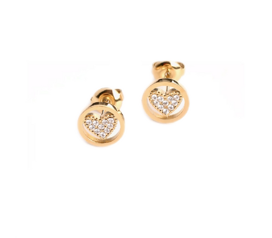 Boucles d'oreilles acier inoxydable coeur brillant