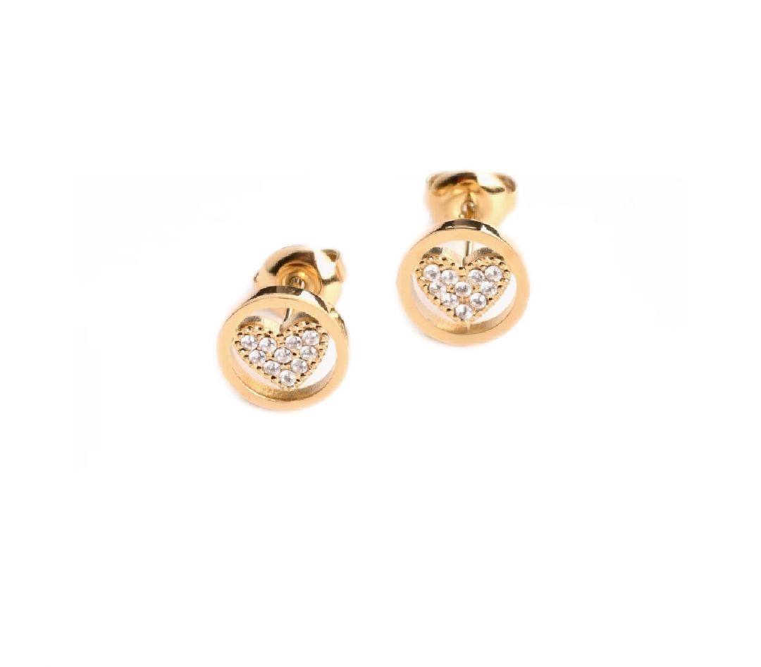 Boucles d'oreilles acier inoxydable coeur brillant 