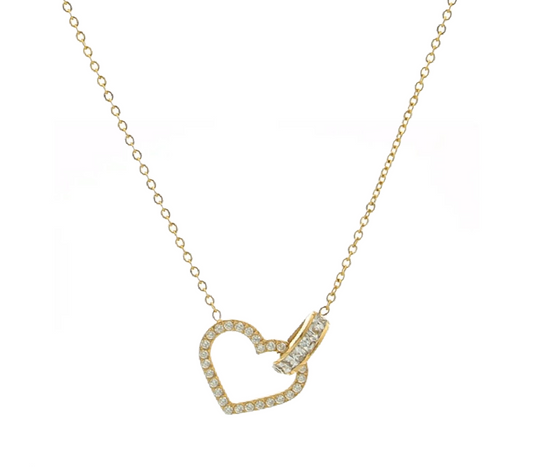 Collier coeur ouvert en acier inoxydable doré