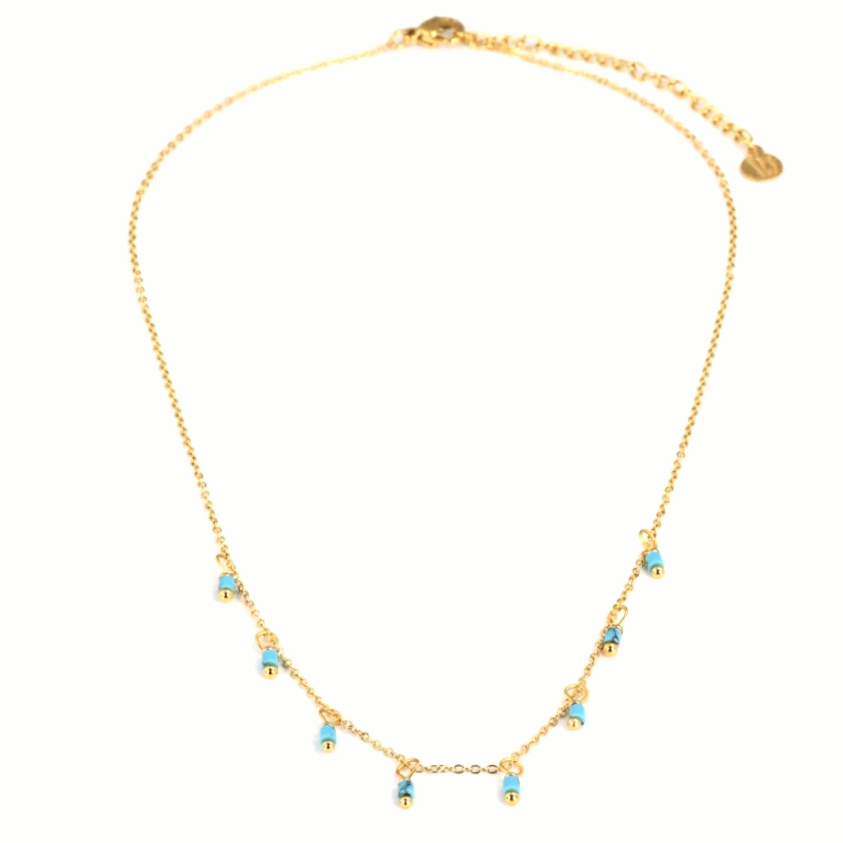 Collier avec petits pendentifs bleus 