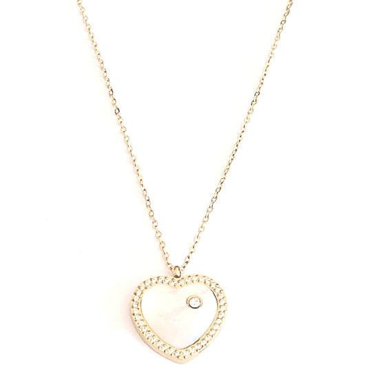 Collier pen coeur nacre